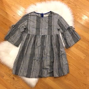 Zara Girls Dress Plaid Gray Navy Size 13 14